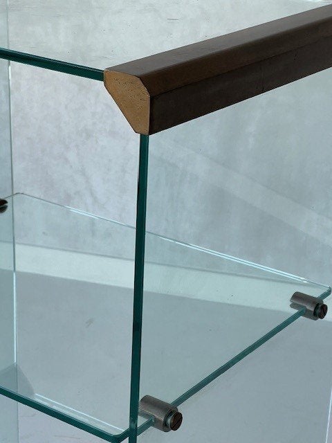Gallotti & Radice bijzettafel vintage design side table glas, Vintage, Gebruikt, Meerkleurig, .