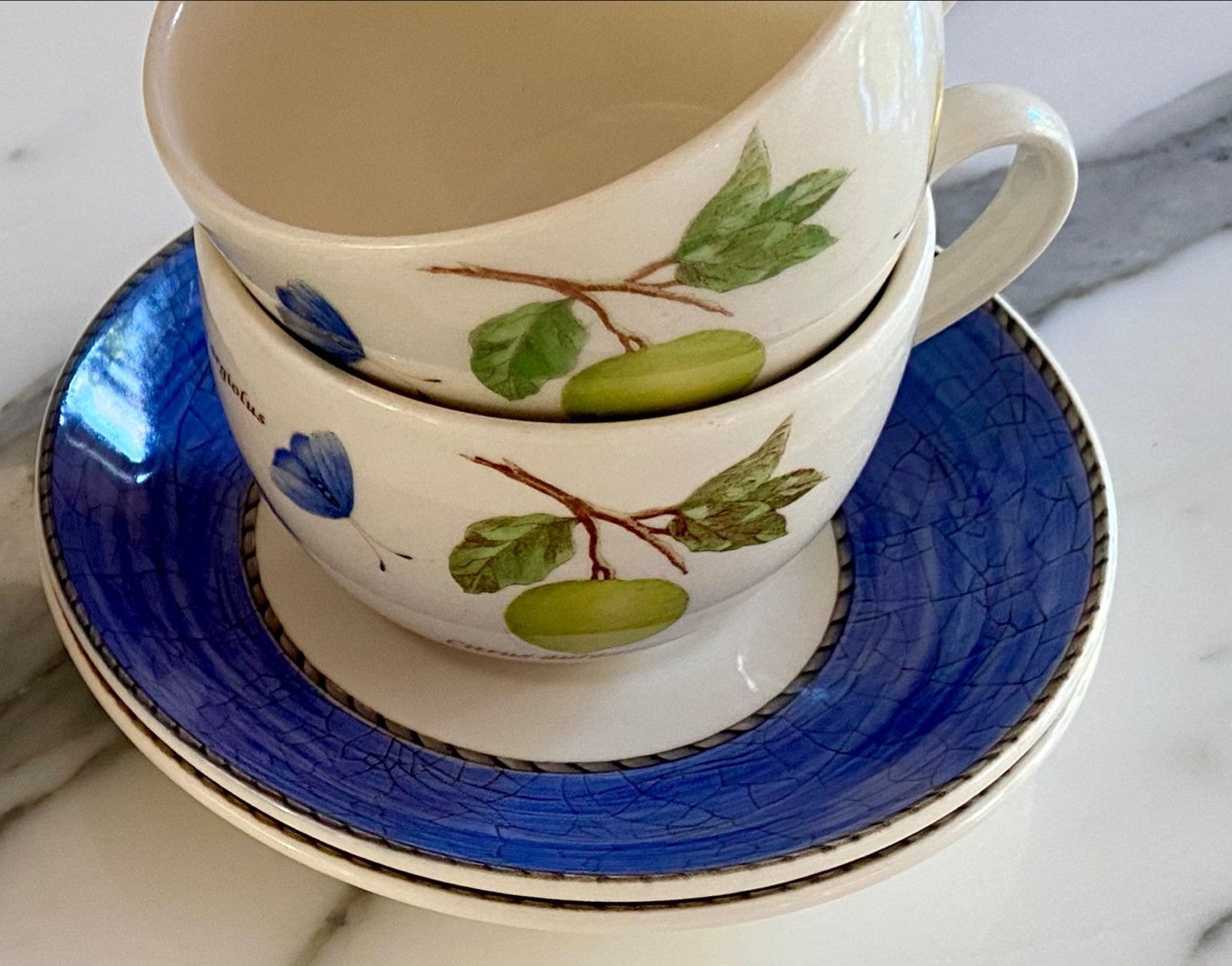 Wedgwood Sarah's Garden kop en schotel - 3 stuks, Gebruikt, Ophalen of Verzenden, Overige stijlen, Kop(pen) en/of Schotel(s)