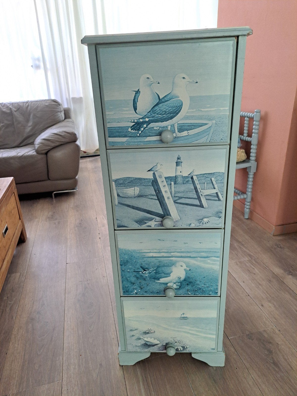Ladekastje met zeemeeuw decoratie, Minder dan 50 cm, Gebruikt, 100 tot 150 cm, Ophalen of Verzenden