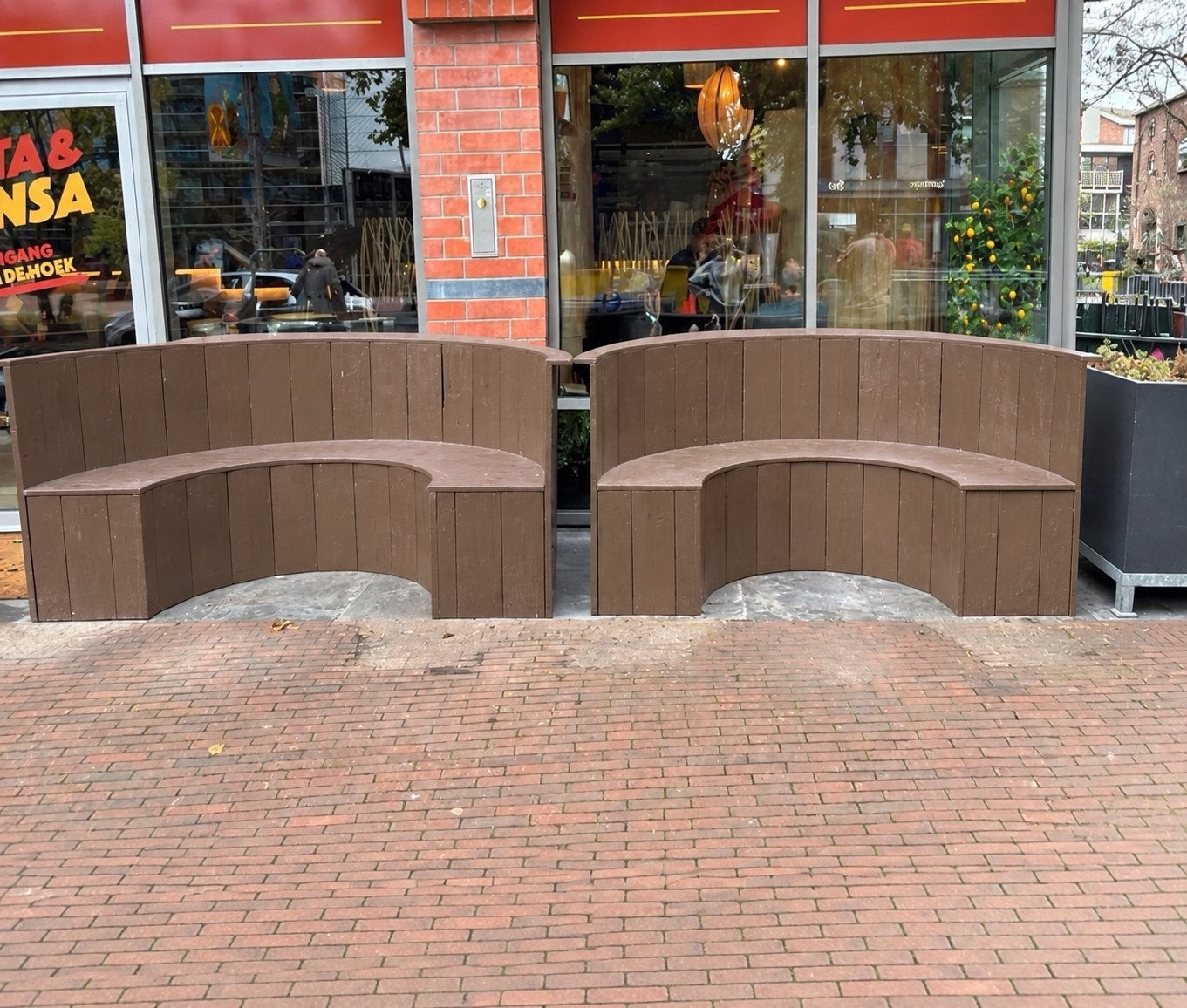 Ronde houten banken voor buiten, Ophalen, Gebruikt, Hout