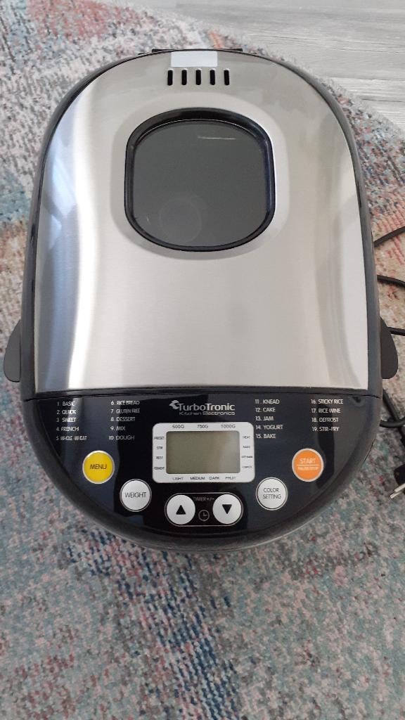 TurboTronic broodbakmachine, Witgoed en Apparatuur, Broodbakmachines, Gebruikt, Kijkvenster, 800 tot 1200 gram deeg, Ophalen