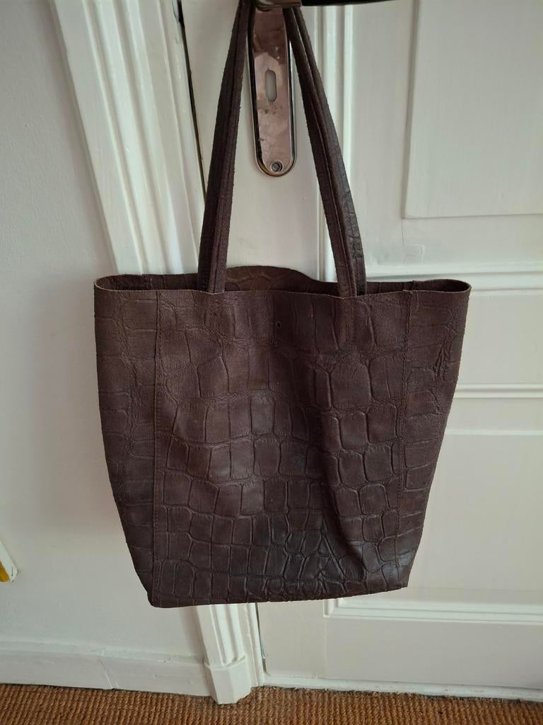 Purdey Leren Midi Shopper Bruin met Croco Print, Ophalen, Zo goed als nieuw, Bruin, Shopper