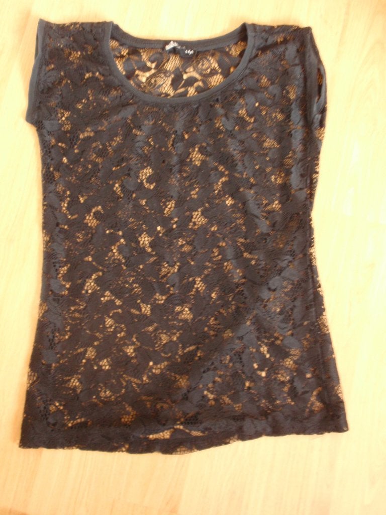 Bella Ragazza - zwart kanten shirt maat XXS/XS, Bella Ragazza, Zwart, Ophalen of Verzenden, Zo goed als nieuw