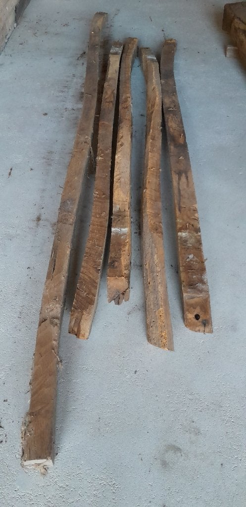 Eiken balkjes 10 x 7 cm, lengte minimaal 210 cm, Tuin en Terras, Palen, Balken en Planken, Ophalen, Gebruikt, Hardhout, 180 tot 250 cm