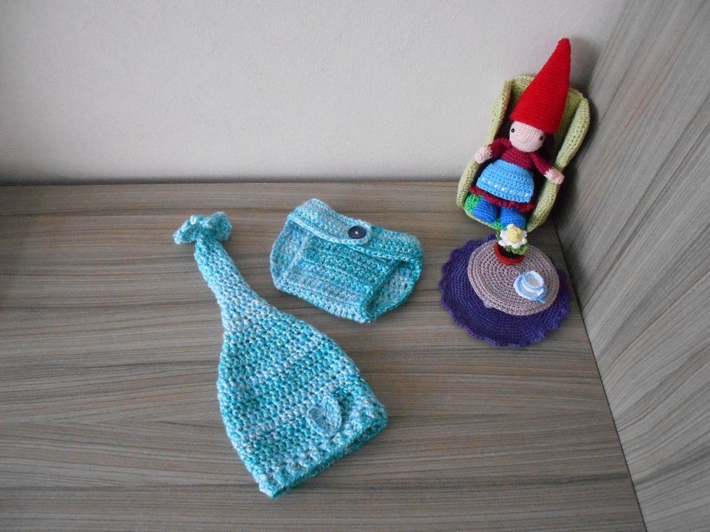 Newborn: trompetmutsje met diaper cover, Ophalen of Verzenden, Nieuw, Madebyrianne, Jongetje of Meisje