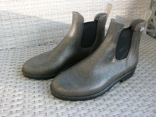 Zilver grijs gliltter rubber laarsjes laars maat 37, Ophalen of Verzenden, Zo goed als nieuw, Grijs
