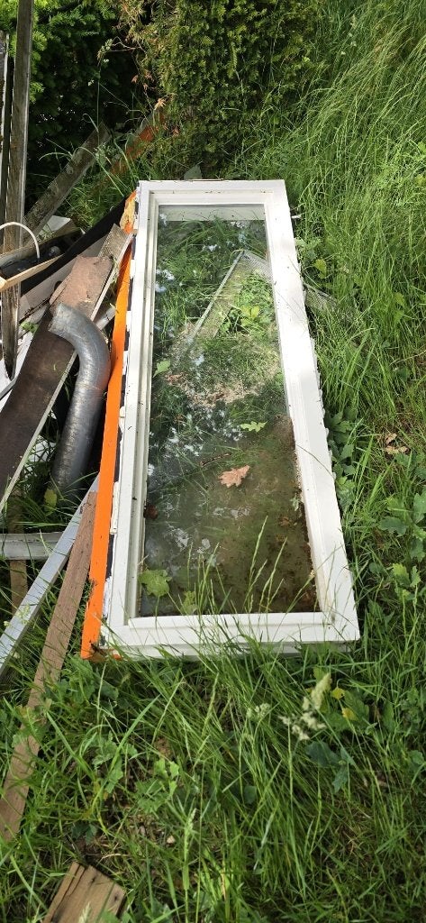 Hardhouten kozijn met dubbel glas, Ophalen, Gebruikt, Minder dan 75 cm, Raamkozijn