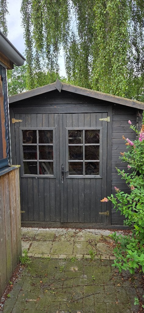 Houten schuurtje 250x250, Tuin en Terras, Schuur, Zonder ramen, Hout, Ophalen
