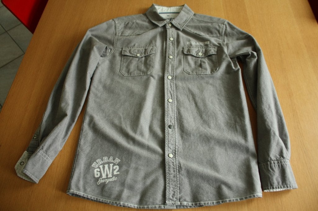 lichtgrijze jongens blouse maat 158 / 164, Overhemd of Blouse, Ophalen of Verzenden, Zo goed als nieuw, Jongen