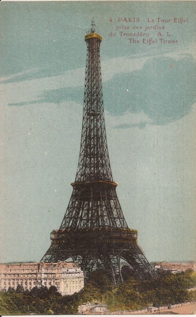 Paris La Tour Eiffel prise des jardins du Trocadero The Eiff, Ophalen of Verzenden, Voor 1920, Ongelopen, Frankrijk