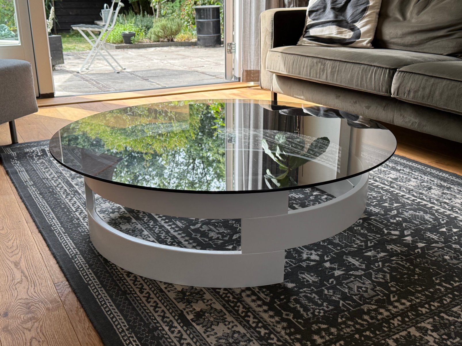 Dutch design vintage Space Age Salontafel | jaren 60-70, Huis en Inrichting, Tafels | Salontafels, Ophalen, 50 tot 100 cm, Glas