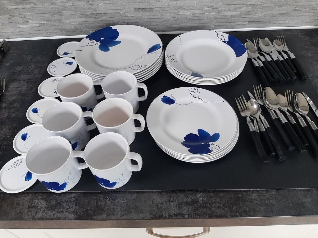 6 persoons Kampeerservies 100%melamine+Gero l.beschrijving, Ophalen of Verzenden, Gebruikt