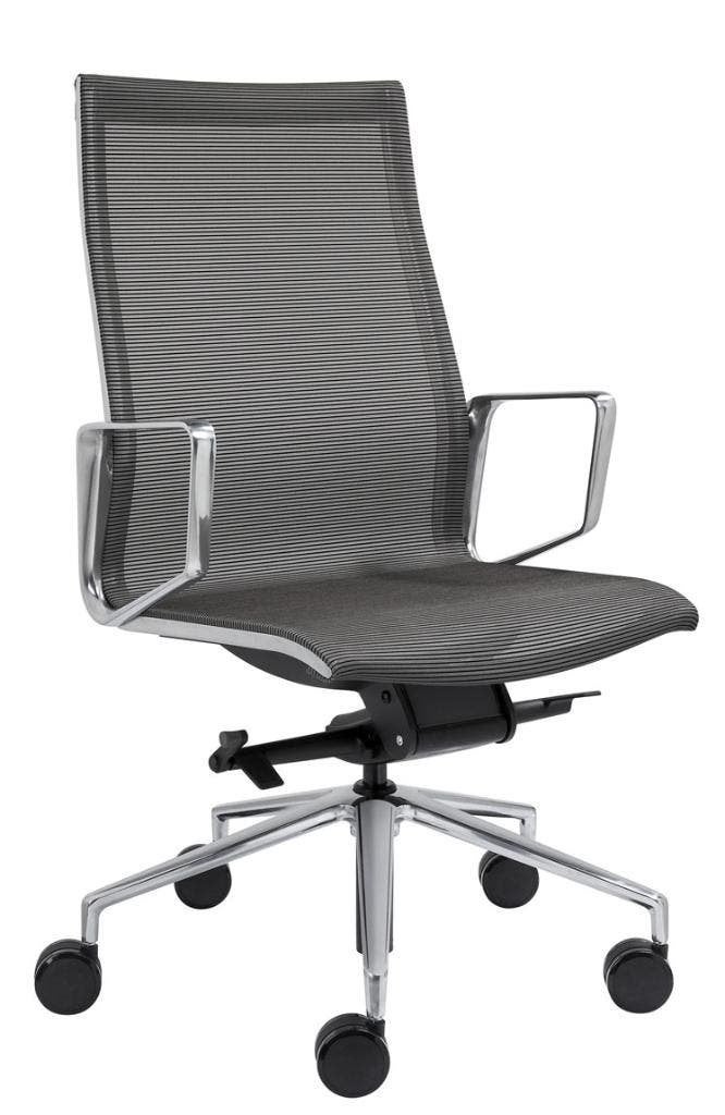 Design bureaustoel, Vergaderstoel, Zwart mesh, alu gepolijst, Ophalen of Verzenden, Nieuw, Zwart, Bureaustoel
