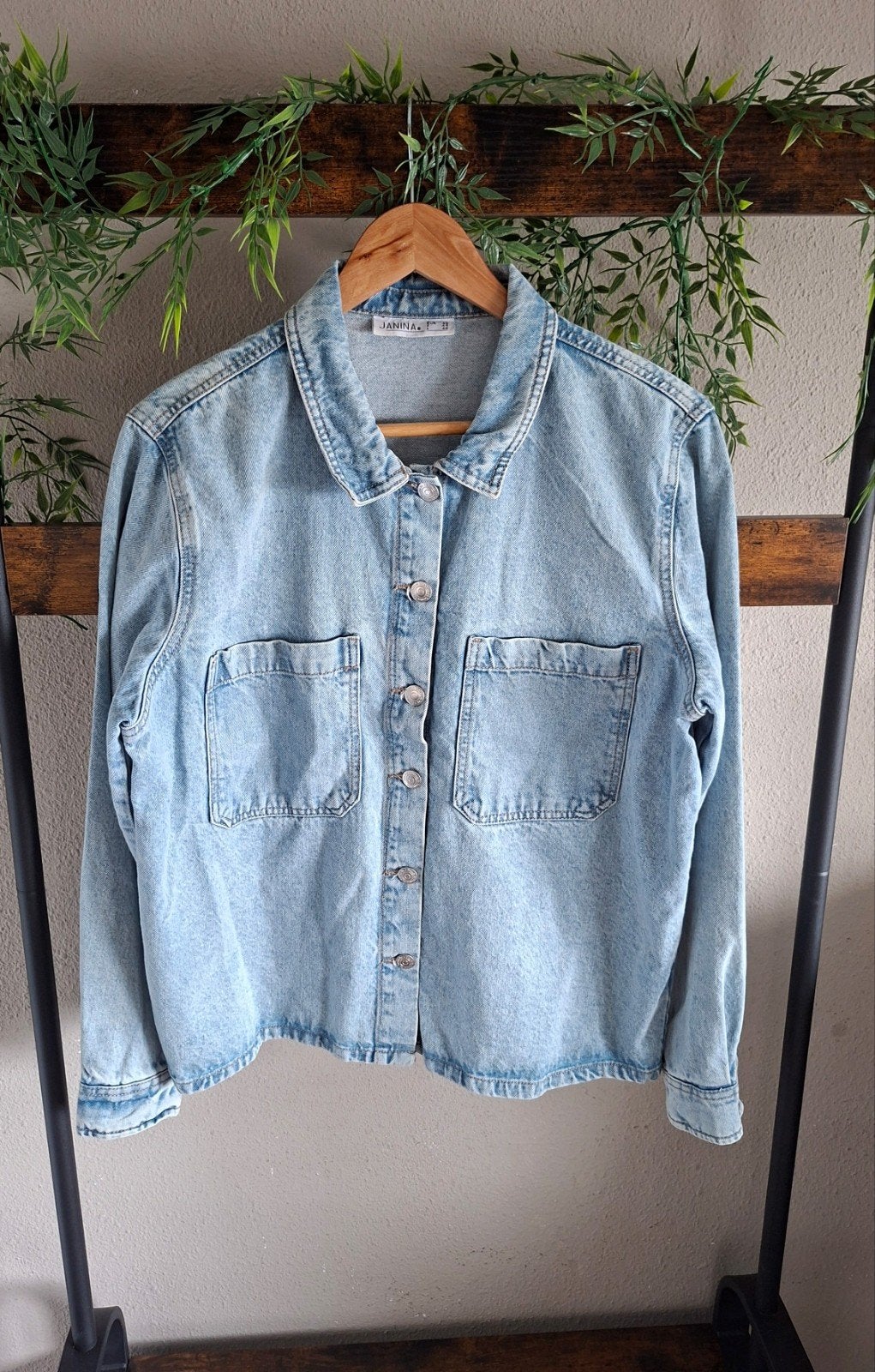 OVERHEMD BLOUSE Spijker L, Blauw, Maat 42/44 (L), Ophalen of Verzenden, Zo goed als nieuw