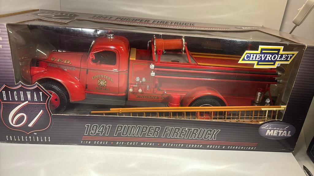 Chevrolet pumper firetruck 1941 highway61 1.18, Overige merken, Ophalen of Verzenden, A, A
