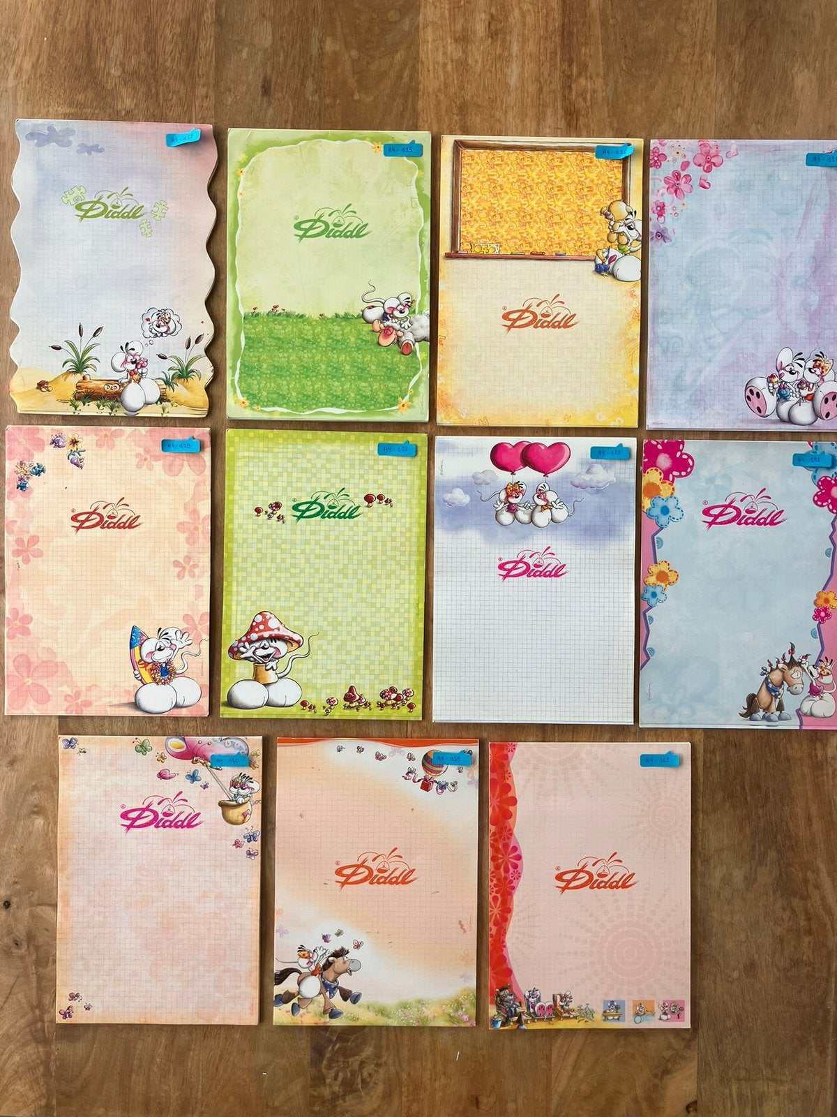 Diddl - Set van 11 A4 blaadjes, Verzamelen, Diddl, Ophalen of Verzenden, Zo goed als nieuw, Papier, Kaart of Schrift