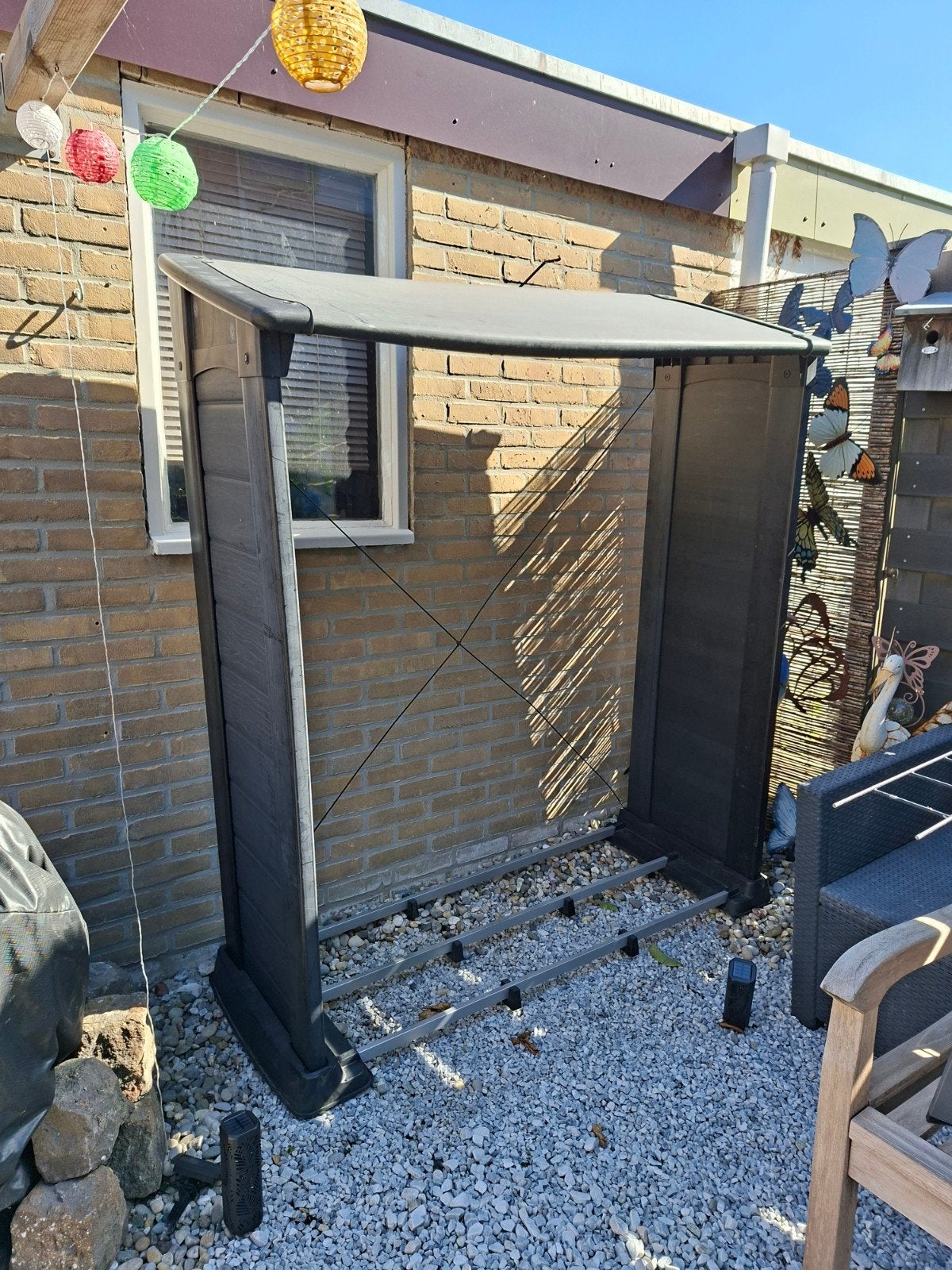 Houthok / overkapping haardhout kunstof, Ophalen, Gebruikt