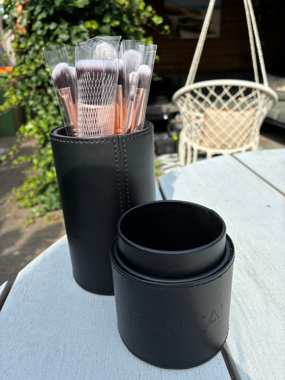 Make-up kwastenset met houder - RANCAL, Gehele gezicht, Zwart, Nieuw, Ophalen of Verzenden
