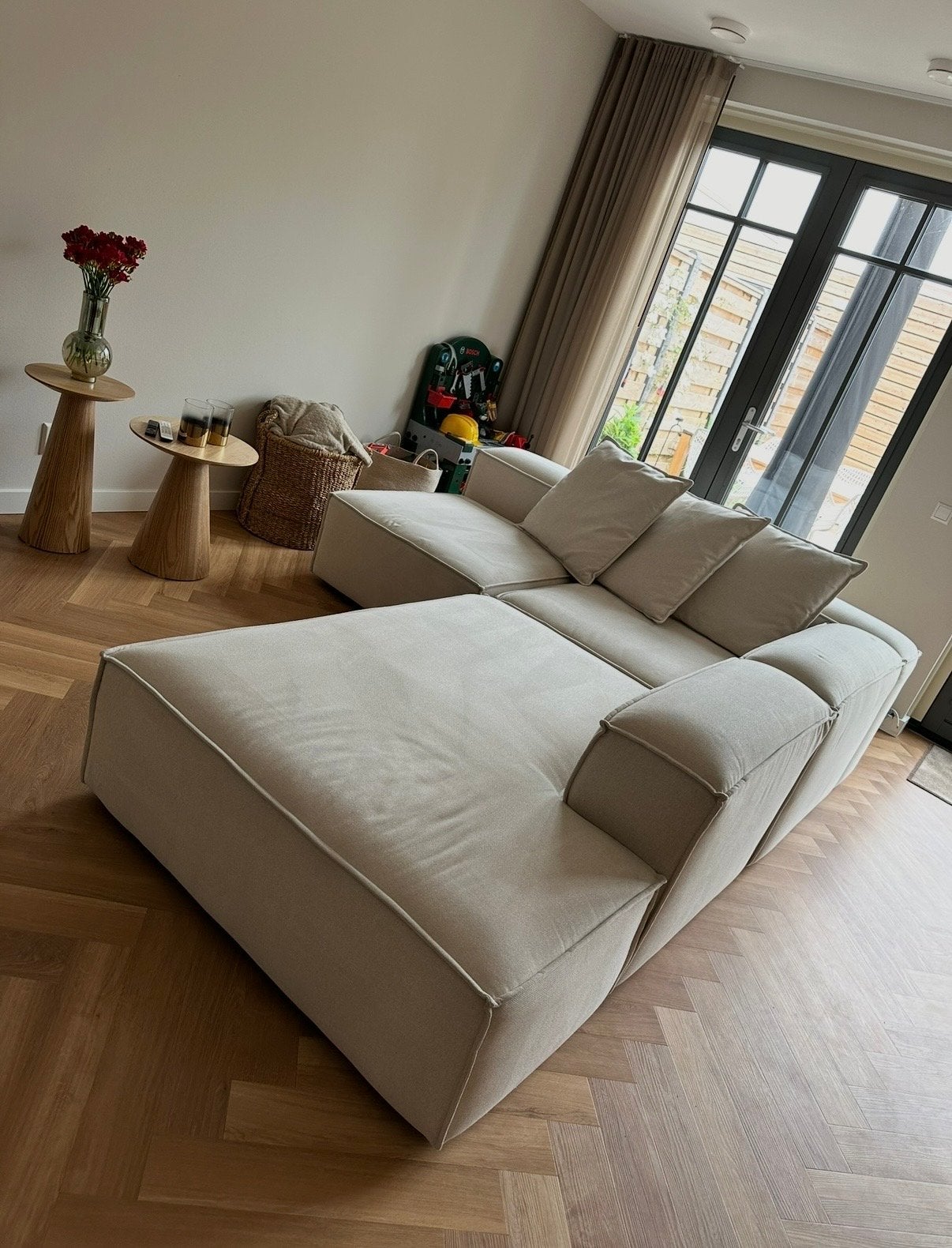 Westwing Lennon Modulaire XL Chaise Longue - Gebroken Wit, Gebruikt, Hoekbank, 300 cm of meer, Ophalen of Verzenden
