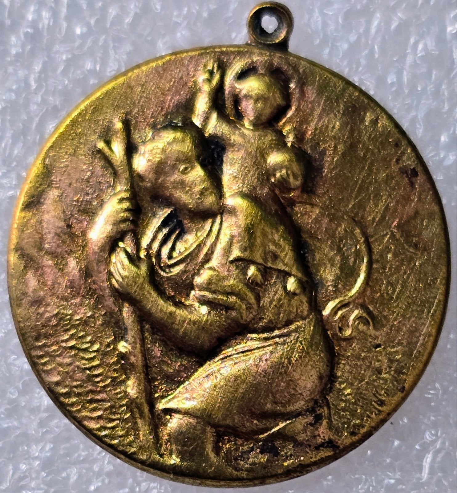 Vintage Sint Christoffel Medaille met Auto Afbeelding, Antiek en Kunst, Antiek | Religie, Ophalen of Verzenden