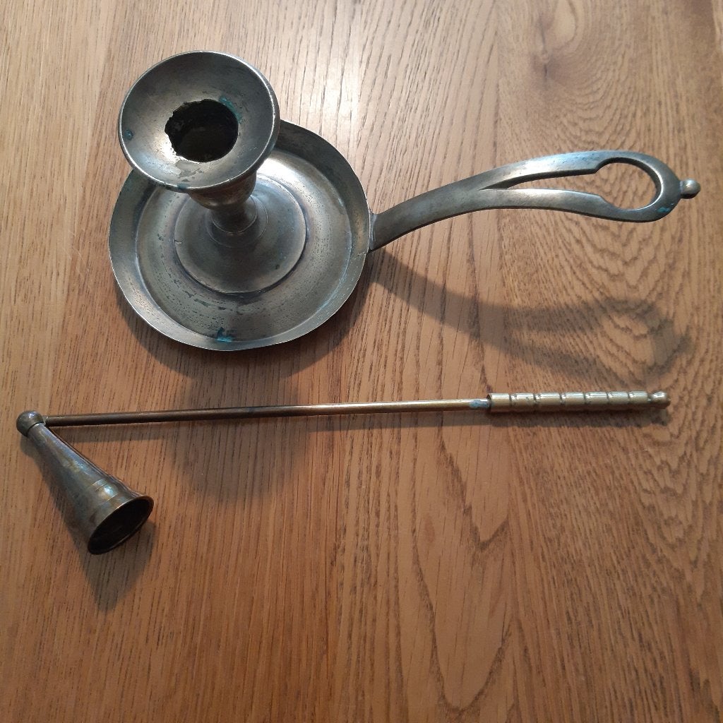 Antieke vintage koperen blaker(steelblaker) met kaarsendover, Antiek en Kunst, Ophalen of Verzenden, Koper