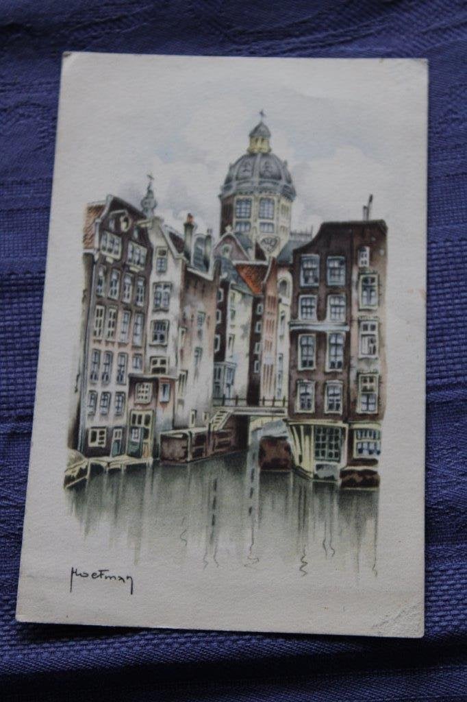 Vintage ansichtkaart of prent het Kolkje Amsterdam Hoefman, Ophalen of Verzenden, 1980 tot heden, Ongelopen, Noord-Holland