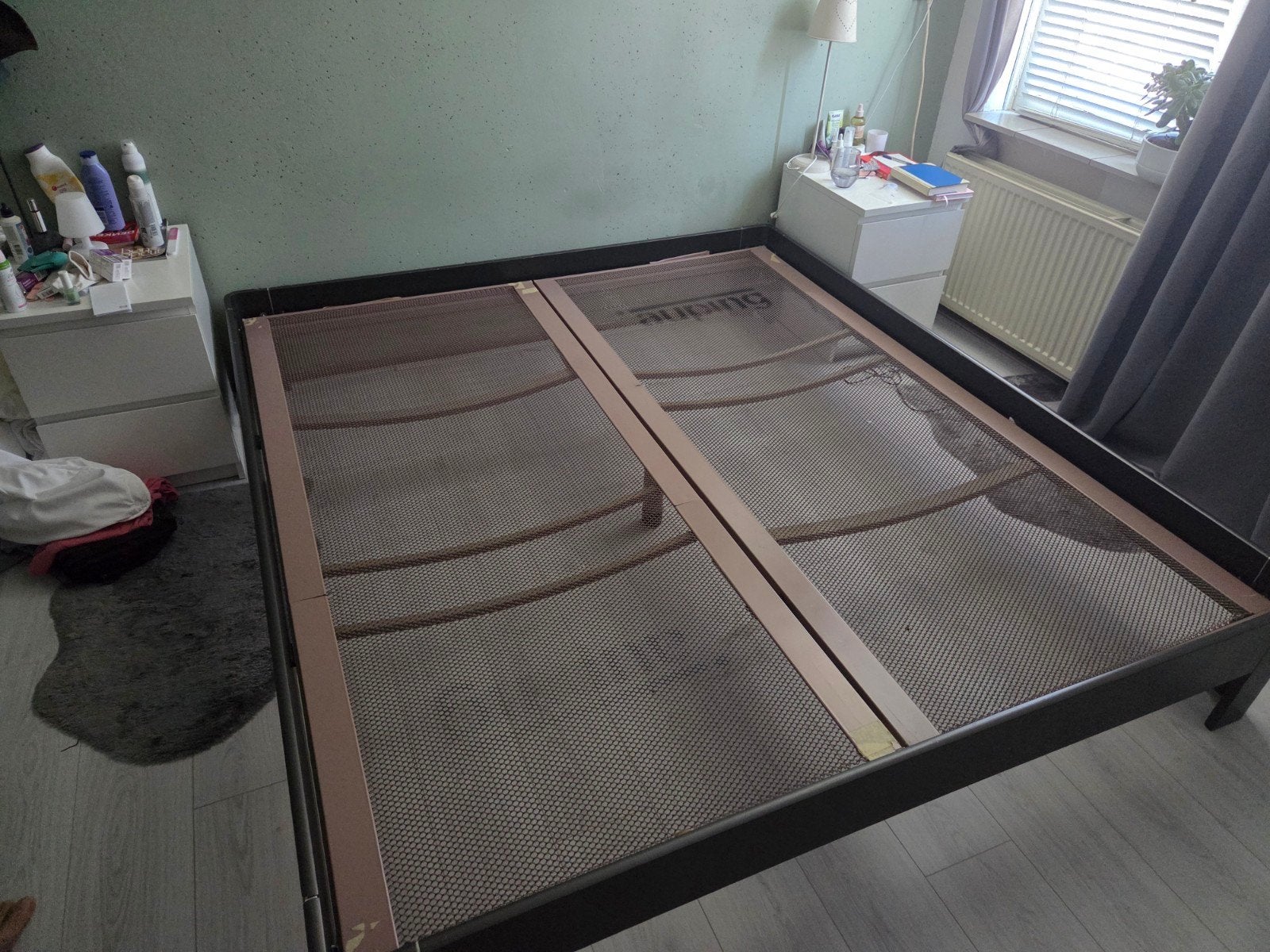 Auping Auronde 180x200, bruin bedframe met 2 spiraalbodems, Huis en Inrichting, Slaapkamer | Bedden, Ophalen, Bruin, Tweepersoons