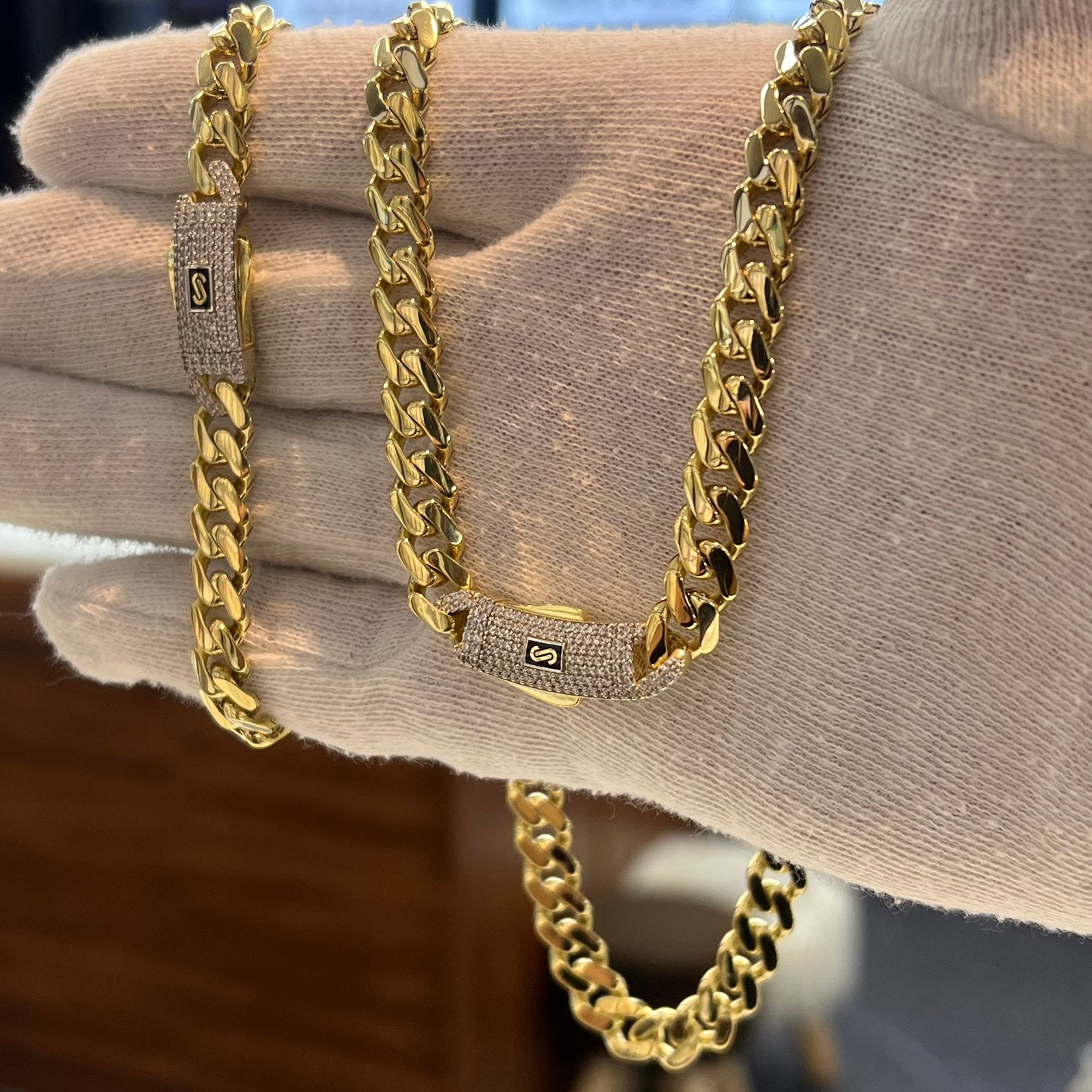 18k gouden ketting collier met armband set Monaco chain, Ophalen of Verzenden, Nieuw, Goud