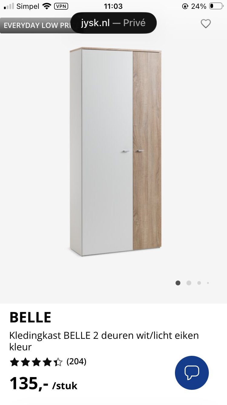 Smalle halkast van jysk., Huis en Inrichting, Ophalen, Zo goed als nieuw, 25 tot 50 cm