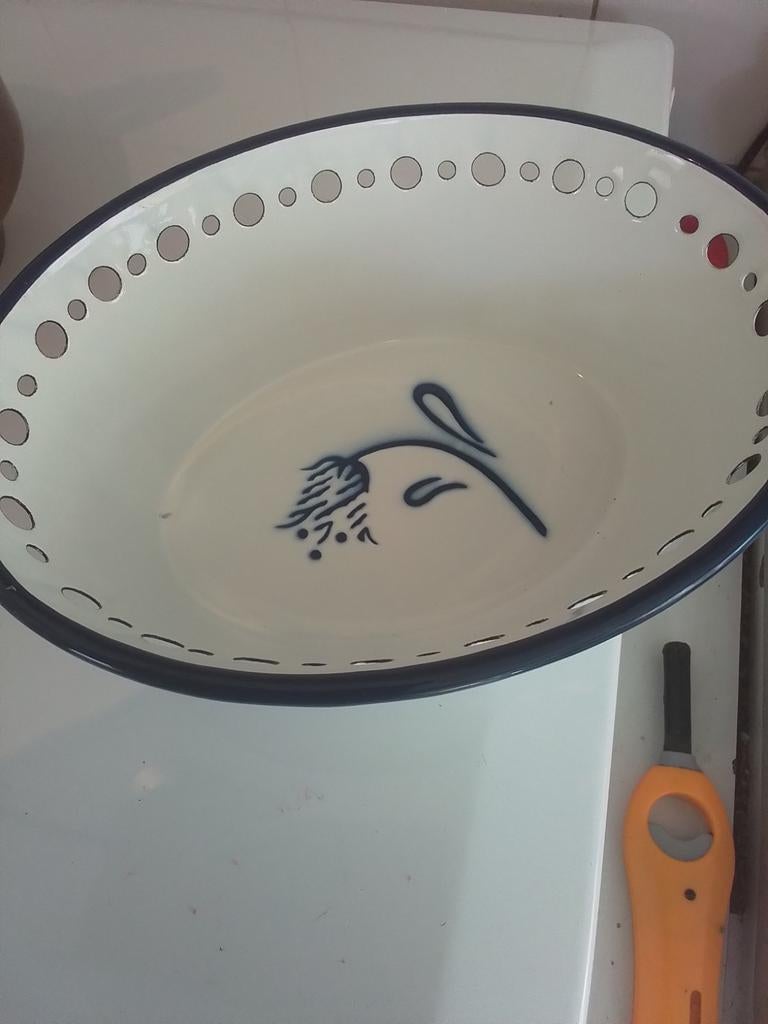 Ovaal emaille schaaltje met decoratie, Ophalen of Verzenden