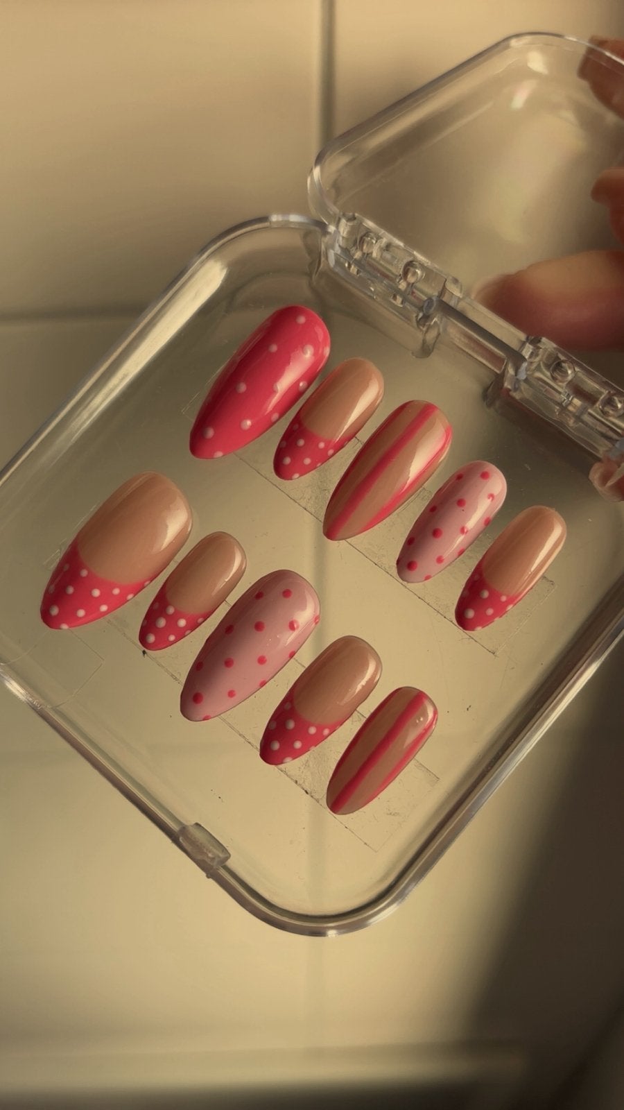 Plaknagels - press on nails, Verzenden, Nieuw, Roze, Handen en Nagels