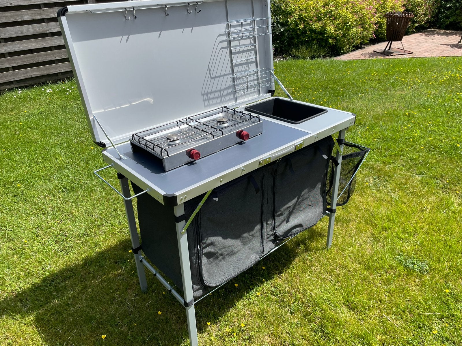 Draagbare Camping Keuken met Gasfornuis en Spoelbak, Ophalen, Nieuw
