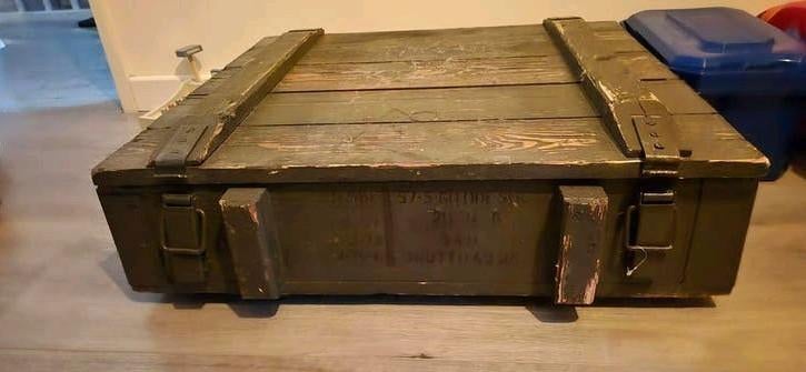 Stoere houten munitiekist / speelgoedkist - Legerkist, Gebruikt, 50 tot 100 cm, Ophalen of Verzenden, 75 tot 100 cm