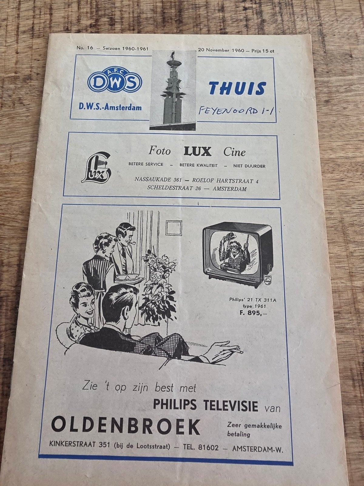DWS - Feyenoord  Programma 1960-1961, Ophalen of Verzenden, 1960 tot 1980, Nederland, Tijdschrift