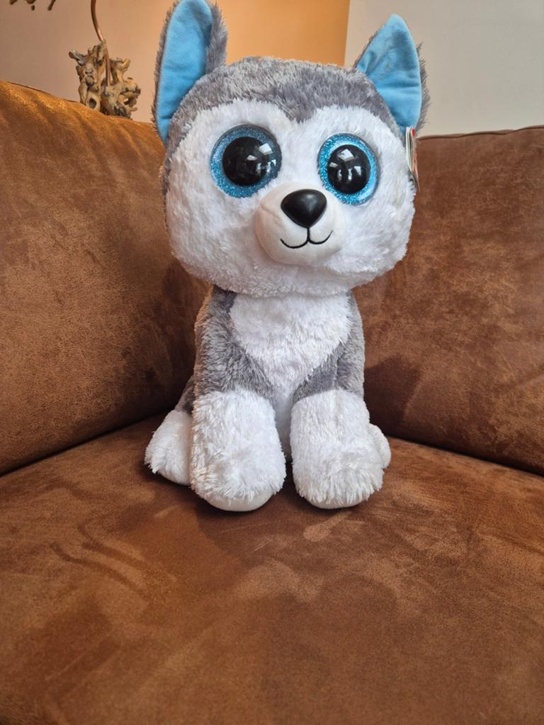 Ty Beanie Boos Slush de Husky knuffel - Zo goed als nieuw, Overige karakters, Grijs, Middelgroot (20 tot 80 cm), Ty