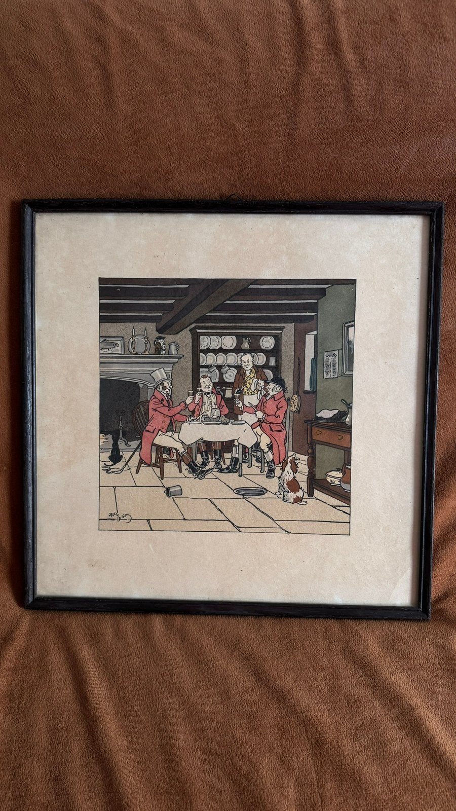 Vintage ingelijste prent Harry Eliott 34 x 34cm, Ophalen of Verzenden