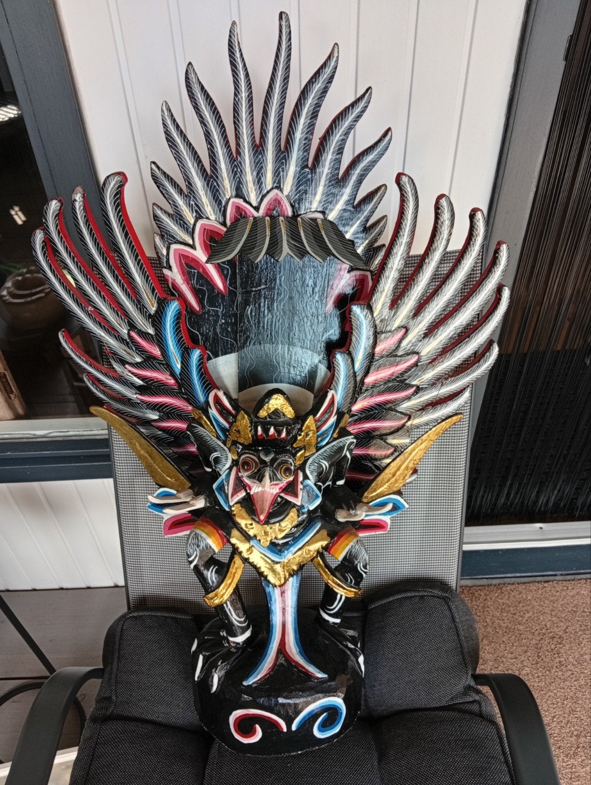 Gedetailleerd Balinees Garuda Beeld - Handgesneden Hout, Antiek en Kunst, Kunst | Beelden en Houtsnijwerken, Handgemaakt, Beeld
