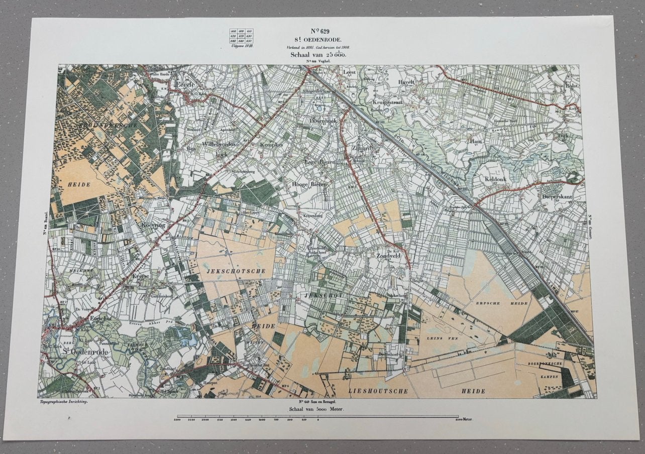 Mooie kaart van st Oedenrode uit 1908, Boeken, Atlassen en Landkaarten, Ophalen, 1800 tot 2000, Nederland, Landkaart