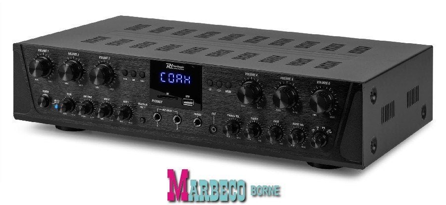 Versterker, Audio Amplifier, Bluetooth, USB, SD, MP3, 6-zone, Info@marbeco.nl, Power Dynamics, Nieuw, Overige instrumenten
