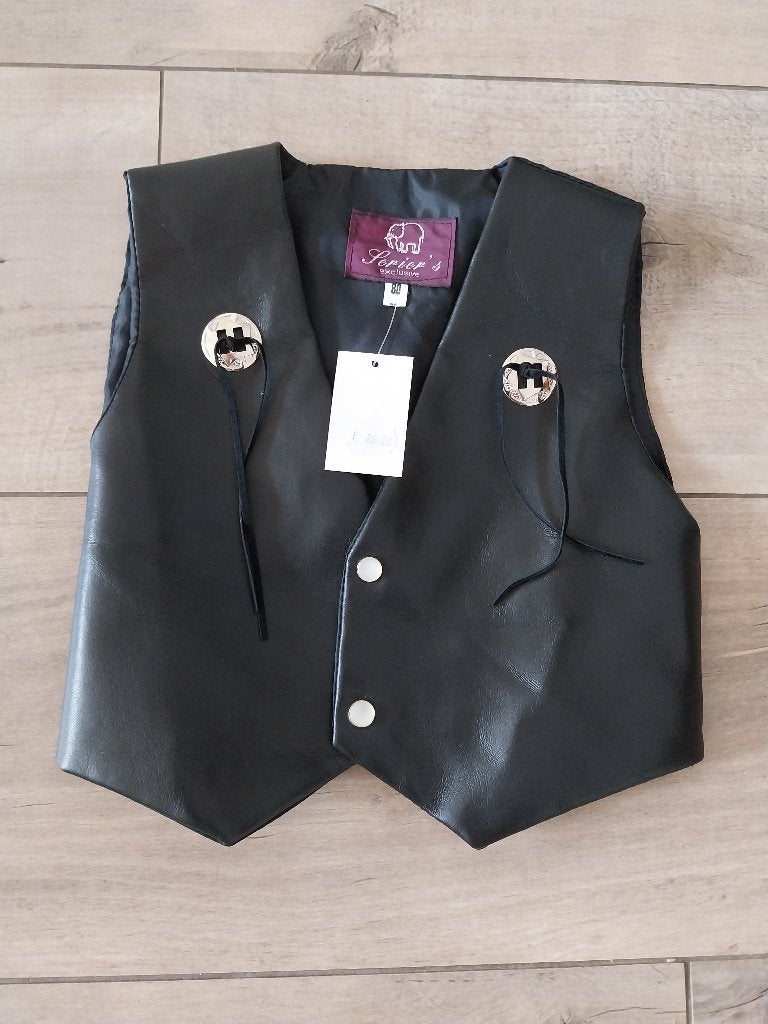 Zwart lederlook jongens giletje maat 80 NIEUW, Ophalen of Verzenden, Nieuw, Jongetje, Overige typen
