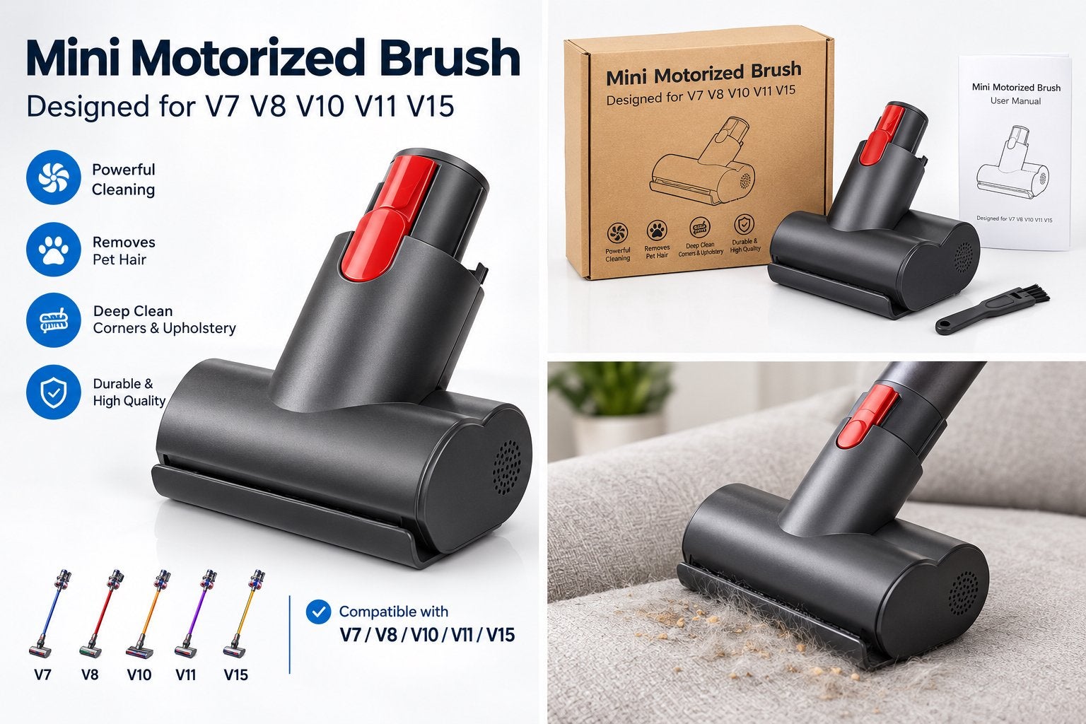 Mini Gemotoriseerde Borstel voor Dyson V7, V8, V10, V11, V15