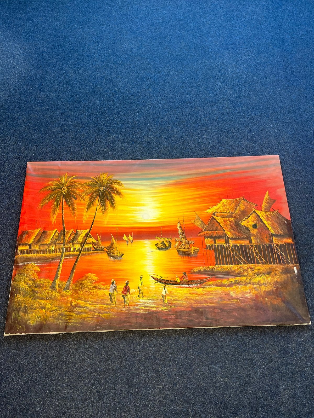 Schilderij zonsondergang tropisch strand, Ophalen