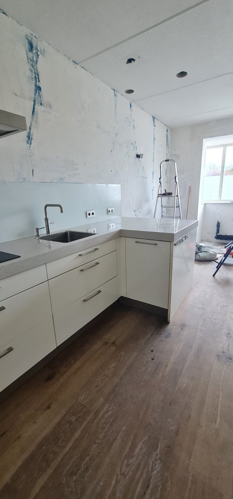 Kastenwand en keukenblok, Ophalen, Gebruikt, Wit, Dubbelwandige keuken