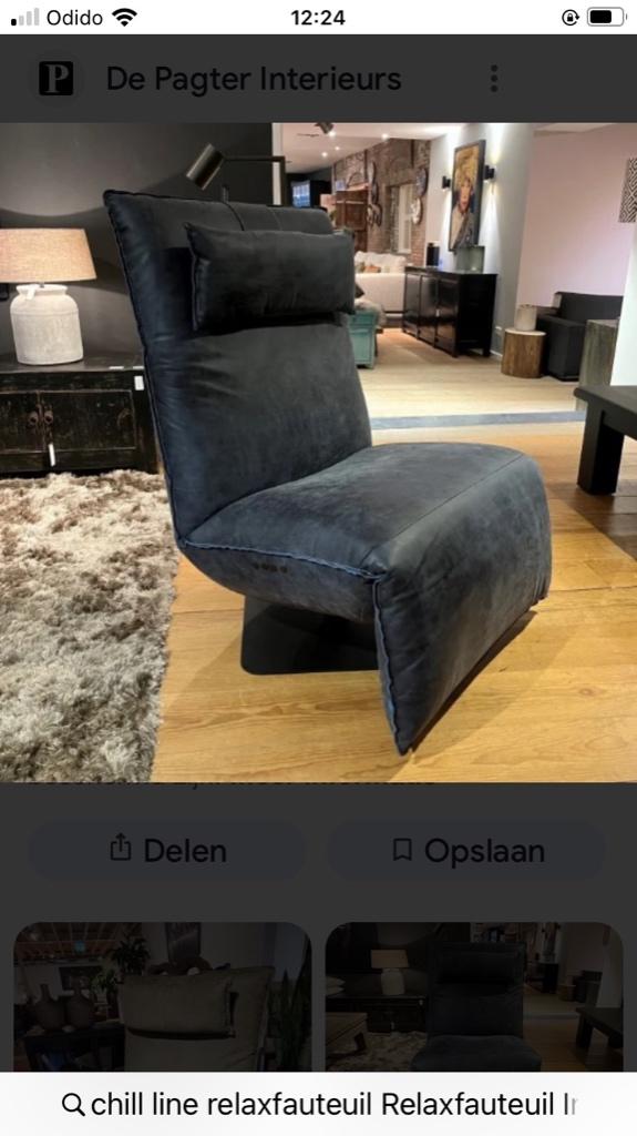 Relaxfauteuil elektrisch Indi, Huis en Inrichting, Fauteuils, Ophalen, Gebruikt, 50 tot 75 cm, Leer