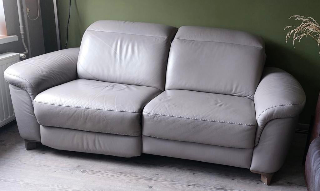 Z.G.A.N. LEREN 2 ZITSBANK, Ophalen, Zo goed als nieuw, 75 tot 100 cm, Leer