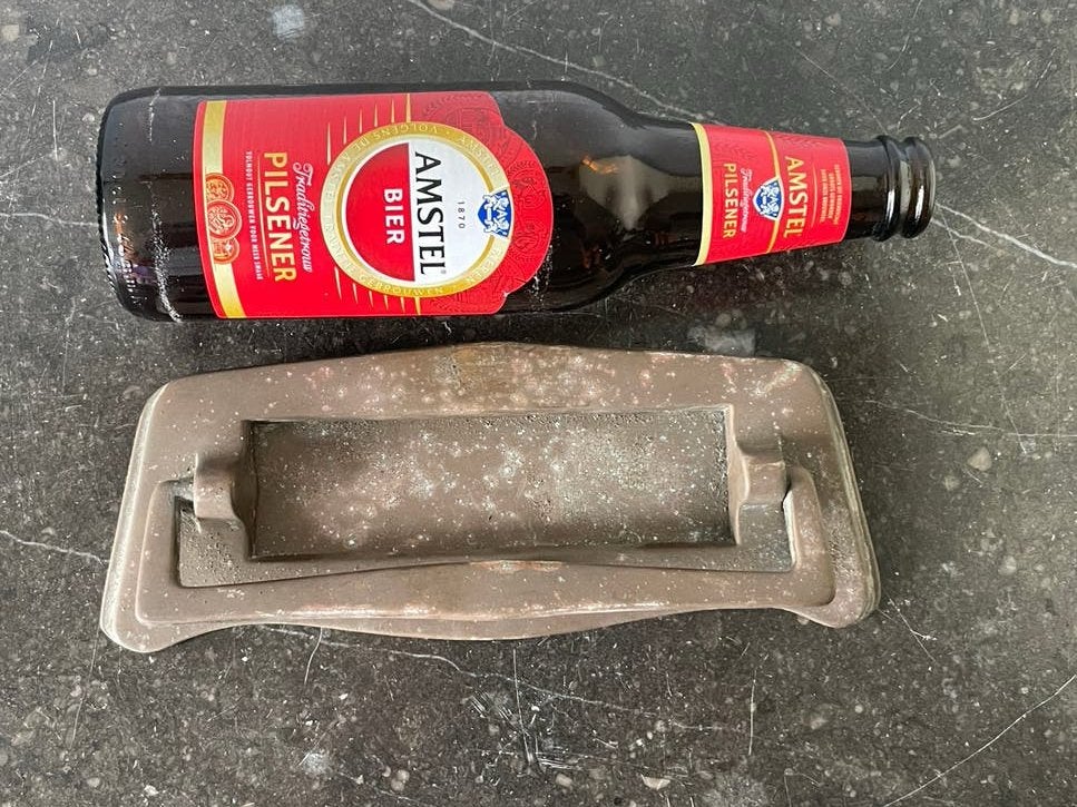 Antieke bronzen brievenbusklep, Ophalen of Verzenden, Gebruikt