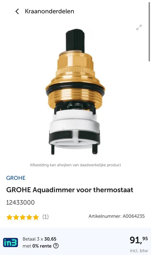 Nieuw - GROHE Aquadimmer voor thermostaat, Ophalen of Verzenden, Nieuw