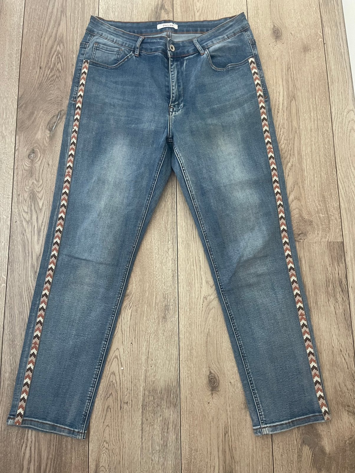 Paprika gave stretch spijkerbroek met steentjes maat 42 / 44, Ophalen of Verzenden, Zo goed als nieuw, Blauw, W33 - W36 (confectie 42/44)
