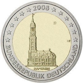 Duitsland / 2008 / Hamburg / J / 2 Euro, Postzegels en Munten, Munten | Europa | Euromunten, Ophalen, Duitsland, 2 euro, Losse munt