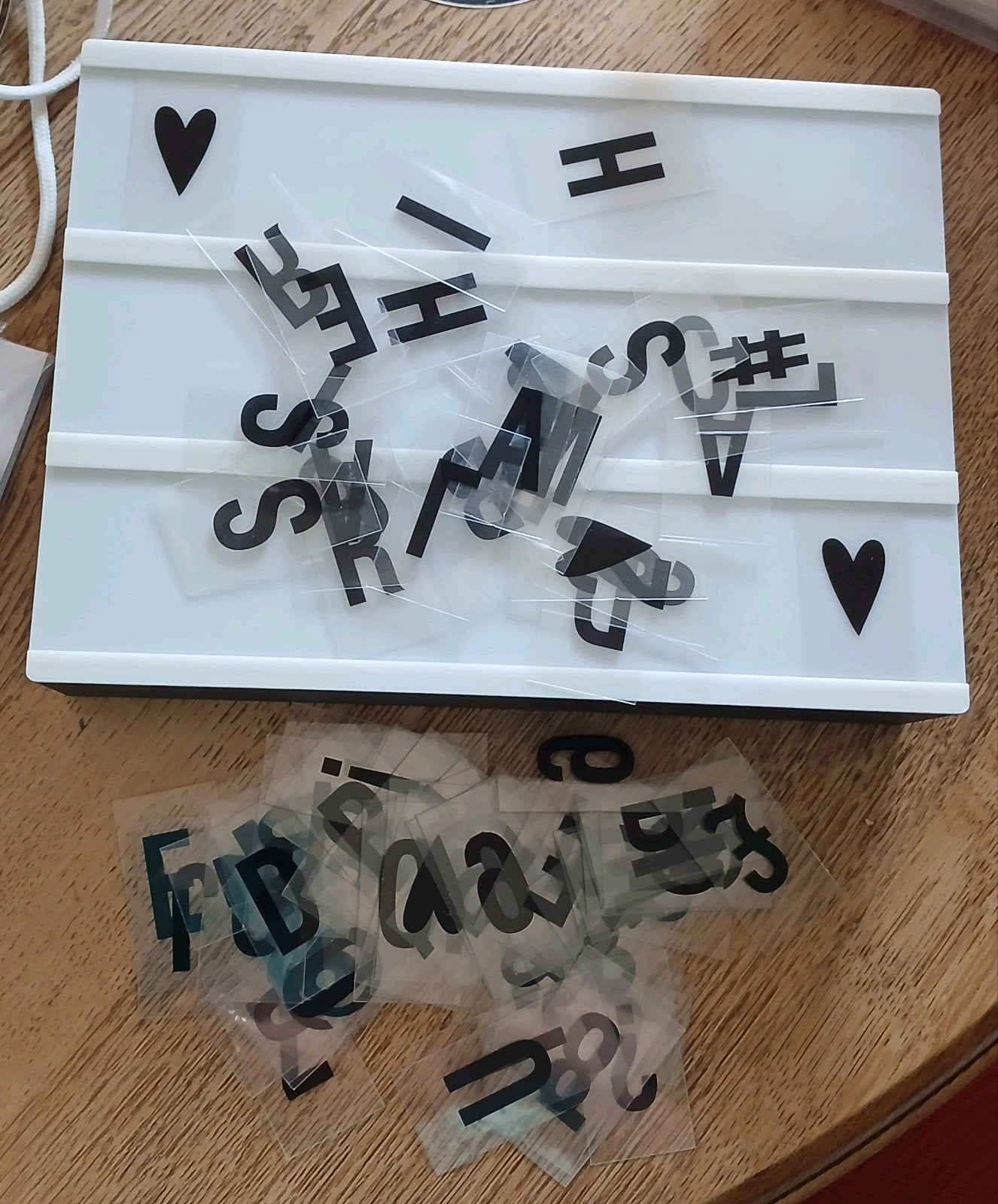 Lightbox met letters en symbolen, Gebruikt, Kunststof, Ophalen of Verzenden, Modern